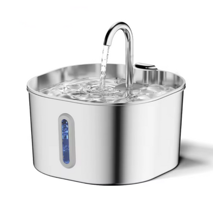 Stainless Steel Automatic Pet Water Fountain with LED Window and Multi-Layer Filtration