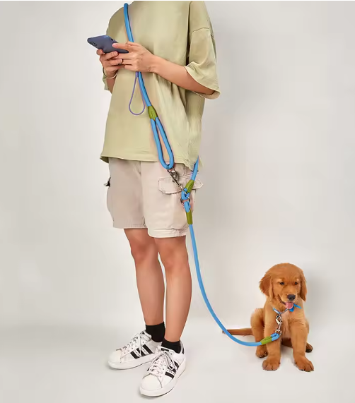 Reflective Nylon Dog Leash, Chain Traction Rope Lead for Running & Walking, Hands Free Strong Durable Lead for Small Medium Large Dogs (1.2CM 240CM)