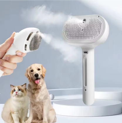 Pet Steam Brush for Dog & Cat - 3-in-1 Steam Brush for Shedding & Hair Removal - Self Cleaning Spray Comb