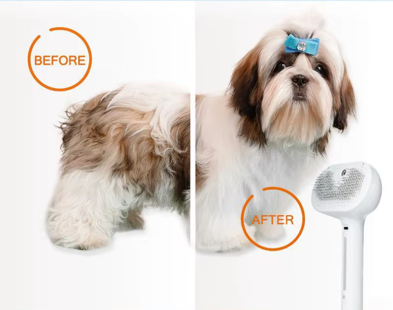 Pet Steam Brush for Dog & Cat - 3-in-1 Steam Brush for Shedding & Hair Removal - Self Cleaning Spray Comb